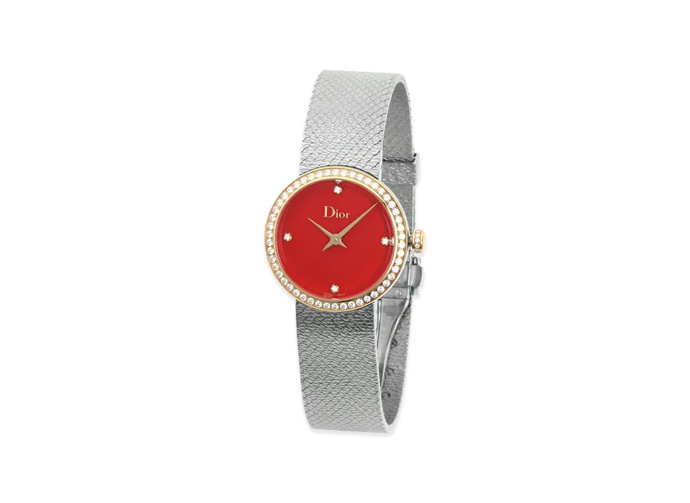 Dior Women's La D de Dior Women's Bezel Diamond Diamond 4P "Silver/Red"