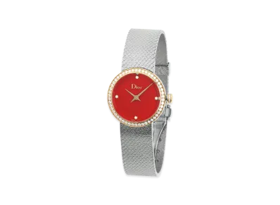 Dior Women's La D de Dior Women's Bezel Diamond Diamond 4P "Silver/Red"
