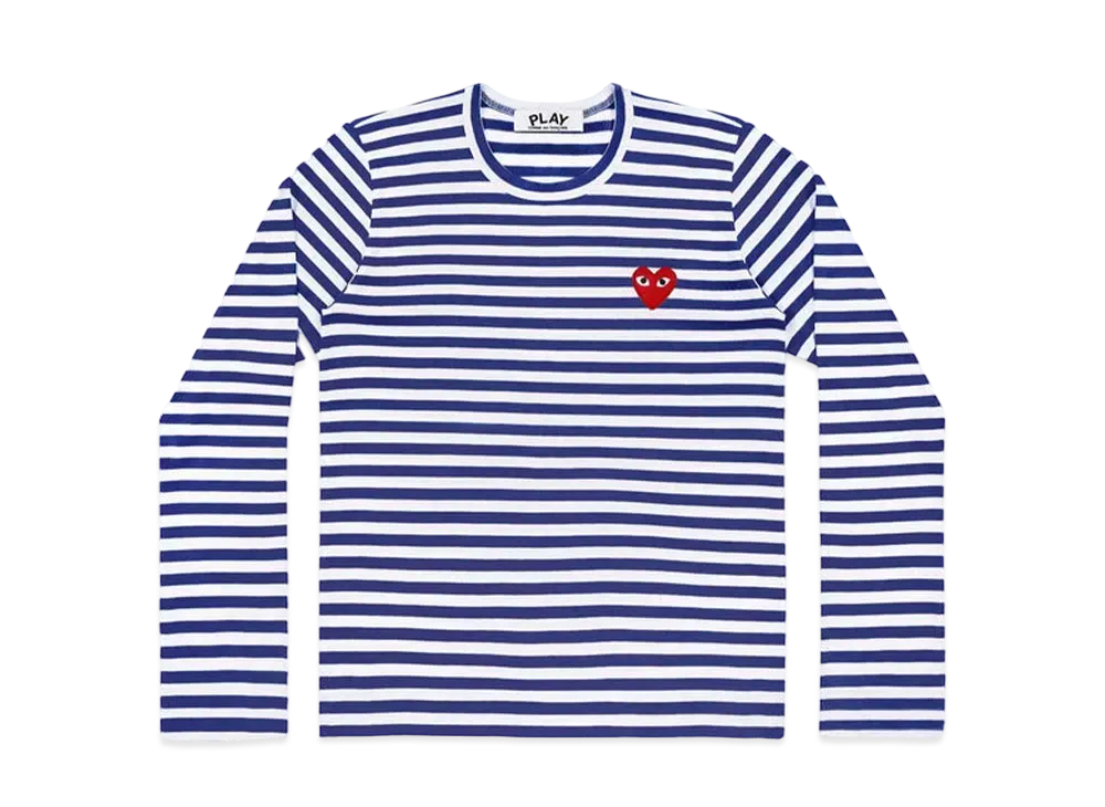COMME des GARCONS PLAY CDG Unisex Border Long Sleeve T-Shirt AX-T164-051 "Navy/White"