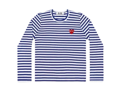COMME des GARCONS PLAY CDG Unisex Border Long Sleeve T-Shirt AX-T164-051 "Navy/White"