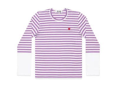 COMME des GARCONS PLAY CDG Unisex Border Long Sleeve T-Shirt With Small Emblem AX-T320-051 "Purple/White"