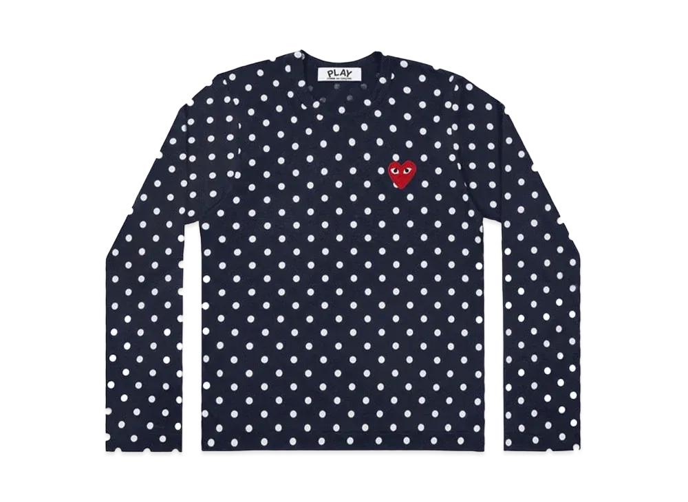 COMME des GARCONS PLAY CDG Unisex Dots Long Sleeve T-Shirt AX-T166-051 "Navy/White"