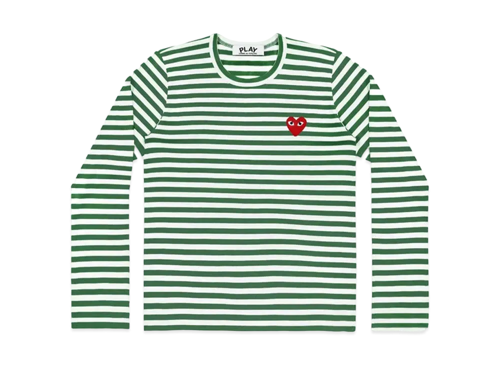 COMME des GARCONS PLAY CDG Unisex Border Long Sleeve T-Shirt AX-T164-051 "Green/White"