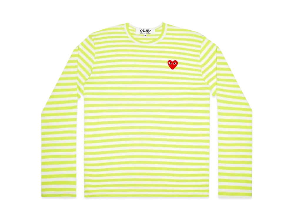 COMME des GARCONS PLAY CDG Unisex Border Long Sleeve T-Shirt AX-T278-051 "Green/White"