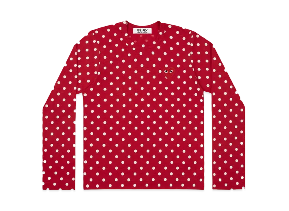 COMME des GARCONS PLAY CDG Unisex Dots Long Sleeve T-Shirt AX-T166-051 "Red/White"