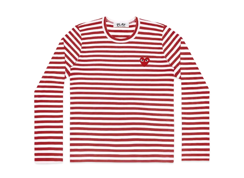 COMME des GARCONS PLAY CDG Unisex Border Long Sleeve T-Shirt AX-T164-051 "Red/White"