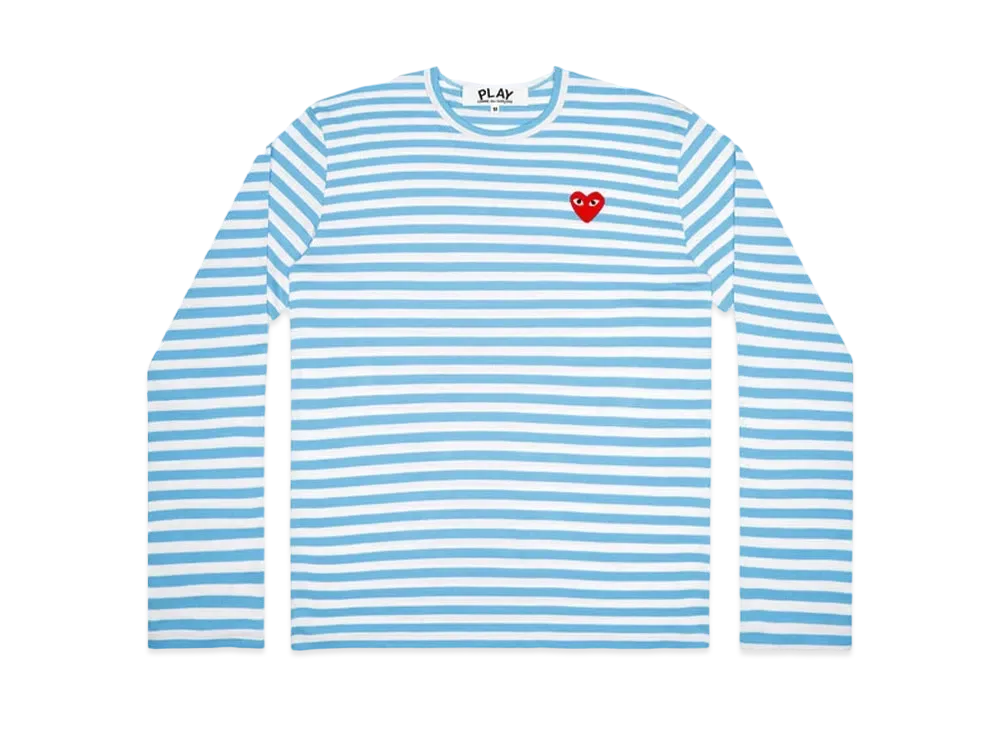 COMME des GARCONS PLAY CDG Unisex Border Long Sleeve T-Shirt AX-T278-051 "Blue/White"