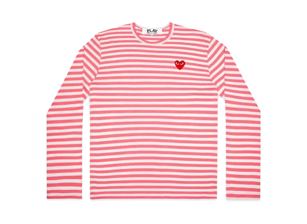 COMME des GARCONS PLAY CDG Unisex Border Long Sleeve T-Shirt AX-T278-051 "Pink/White"