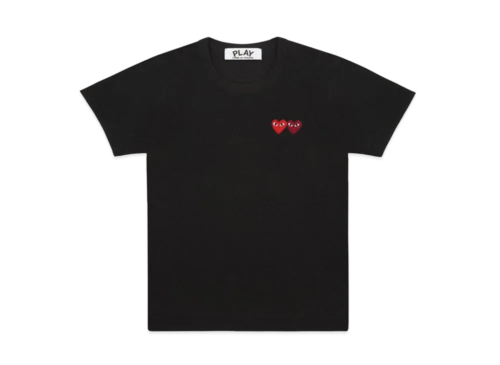 COMME des GARCONS PLAY CDG T-Shirt With Double Heart Mens "Black"