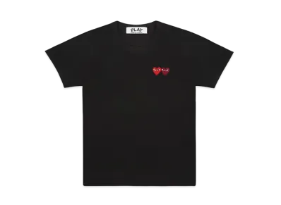 COMME des GARCONS PLAY CDG T-Shirt With Double Heart Mens "Black"