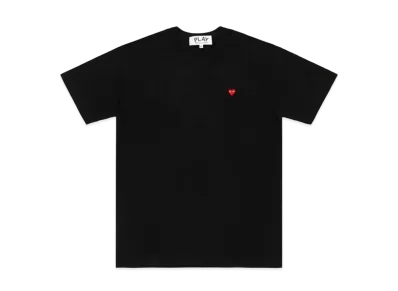 COMME des GARCONS PLAY CDG T-Shirt With Small Red Heart Mens "Black"