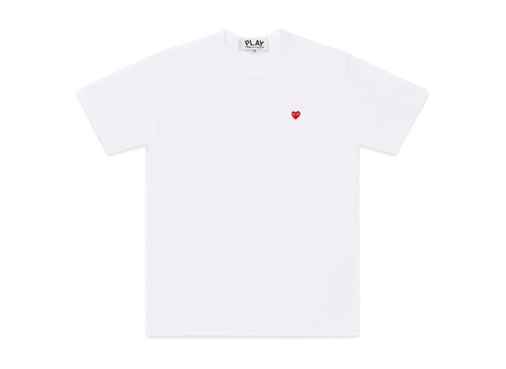 COMME des GARCONS PLAY CDG T-Shirt With Small Red Heart Mens "White"