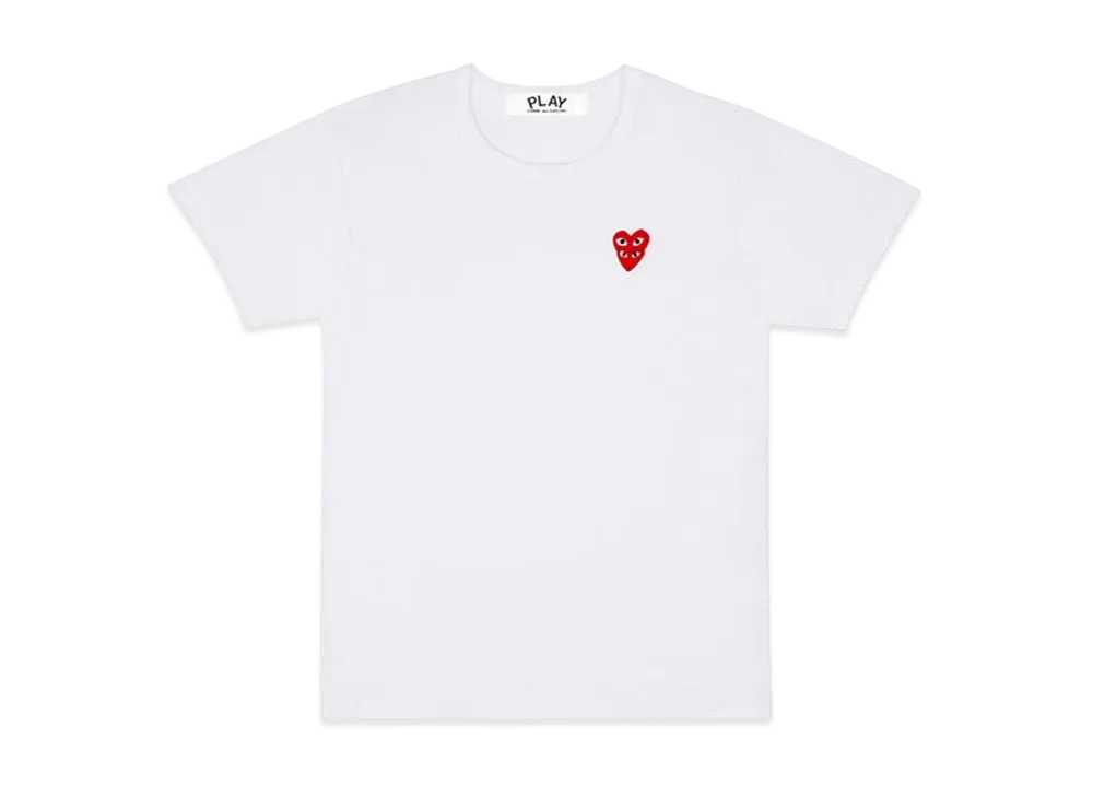COMME des GARCONS PLAY CDG Double Red Heart S/S T-Shirt Mens "White"