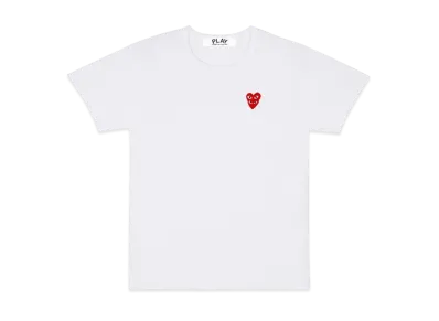 COMME des GARCONS PLAY CDG Double Red Heart S/S T-Shirt Mens "White"