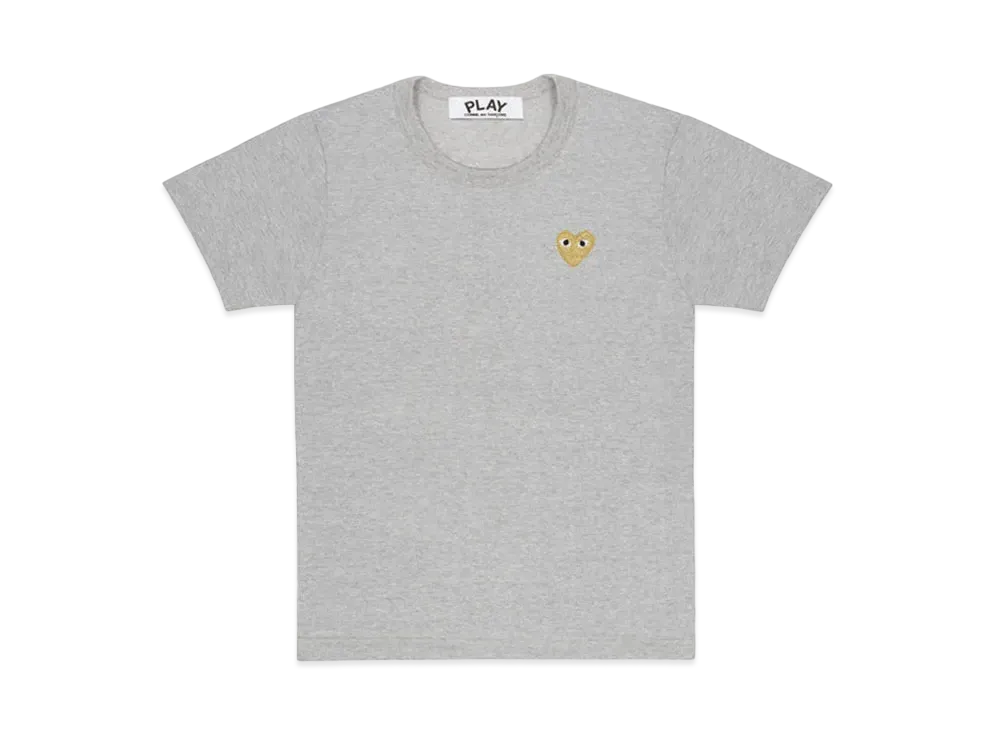 COMME des GARCONS PLAY CDG Gold Heart T-Shirt Mens "Top Grey"
