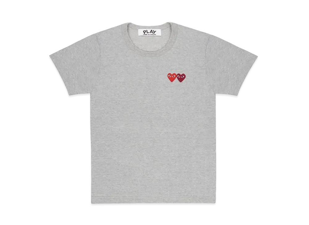 COMME des GARCONS PLAY CDG T-Shirt With Double Heart Mens "Grey"