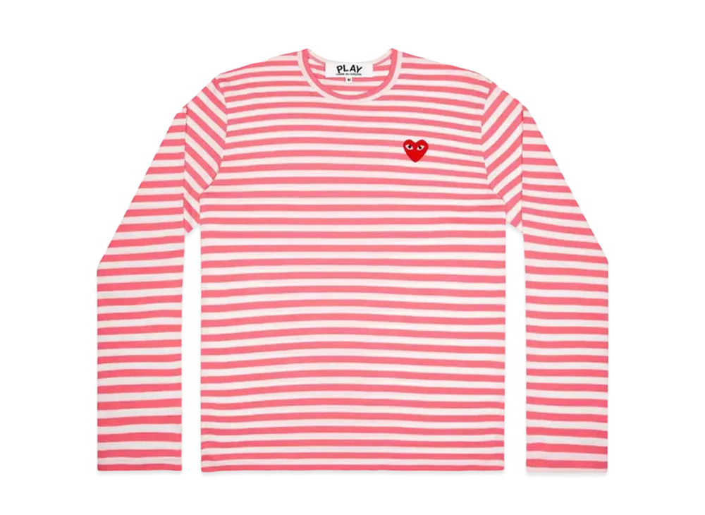 COMME des GARCONS PLAY CDG Striped L/S T-Shirt "Pink/White"