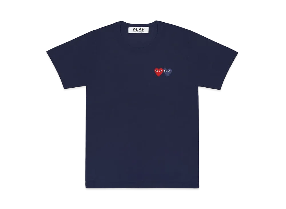 COMME des GARCONS PLAY CDG T-Shirt With Double Heart Mens "Navy"