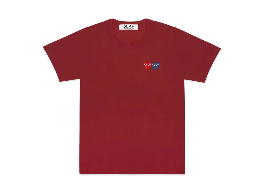 COMME des GARCONS PLAY CDG T-Shirt With Double Heart Mens "Burgundy"