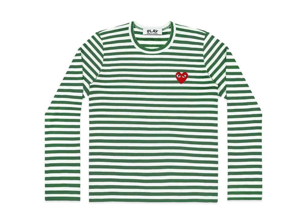 COMME des GARCONS PLAY CDG Striped T-Shirt Mens "Green/White"