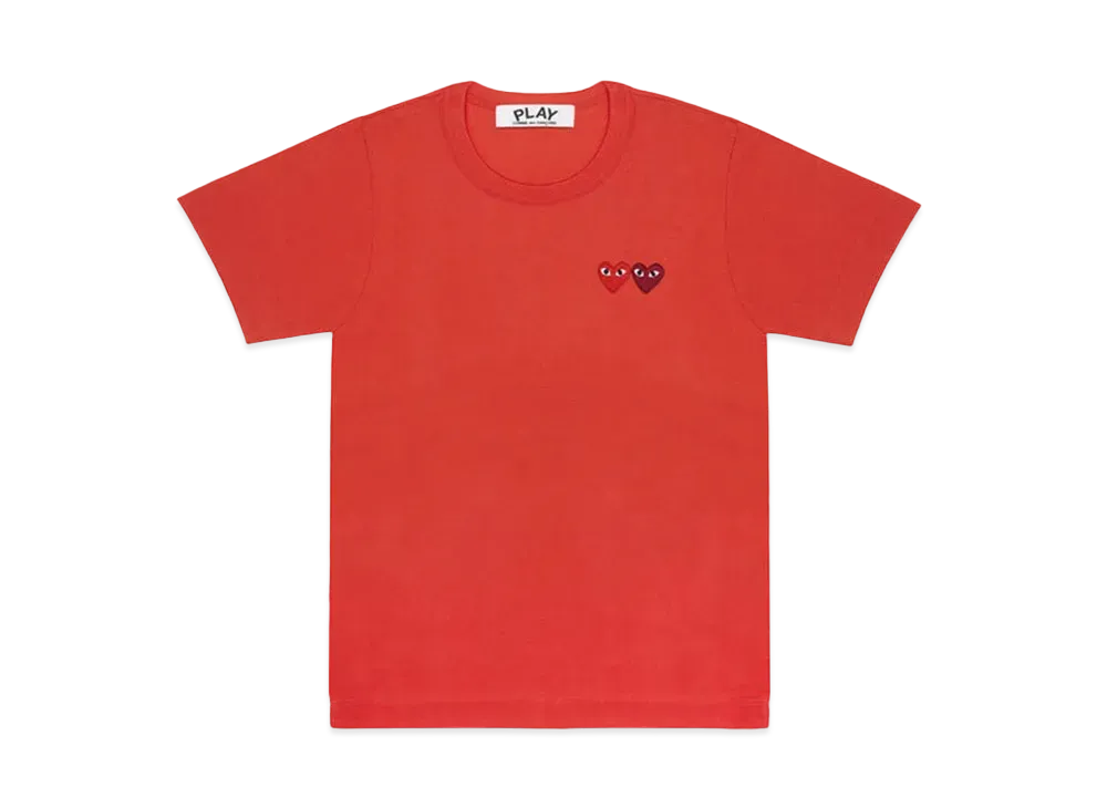 COMME des GARCONS PLAY CDG T-Shirt With Double Heart Mens "Red"