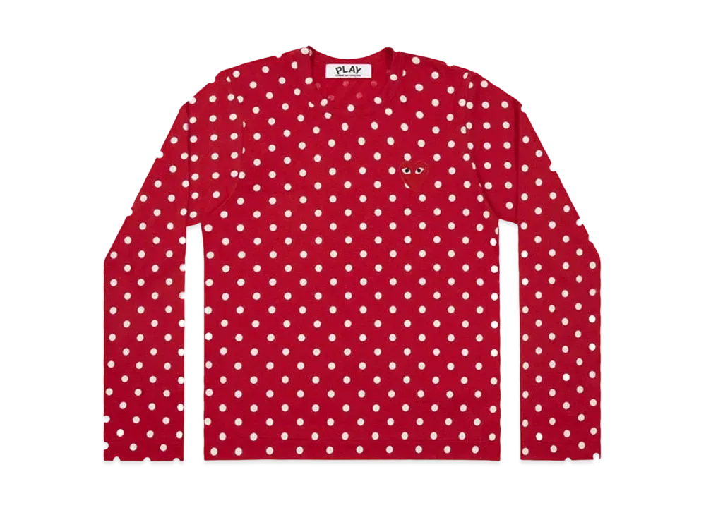 COMME des GARCONS PLAY CDG Polka Dot T-Shirt Mens "Red/White"