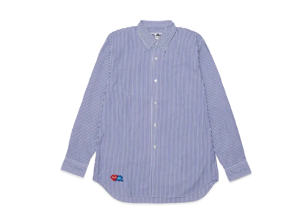 COMME des GARCONS PLAY CDG Invader Emblem Cotton Broad Shirt "Stripe A"