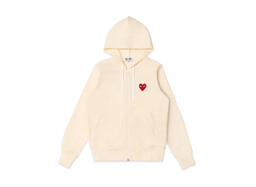 COMME des GARCONS PLAY CDG Unisex Zip-Up Hoodie "Ivory"