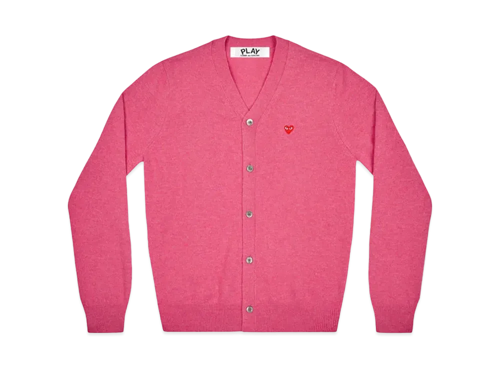 COMME des GARCONS PLAY CDG Unisex V-Neck Cardigan With Small Emblem AX-N080-051 "Pink"