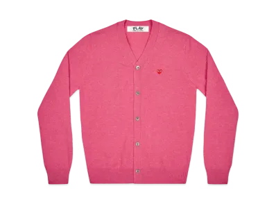 COMME des GARCONS PLAY CDG Unisex V-Neck Cardigan With Small Emblem AX-N080-051 "Pink"