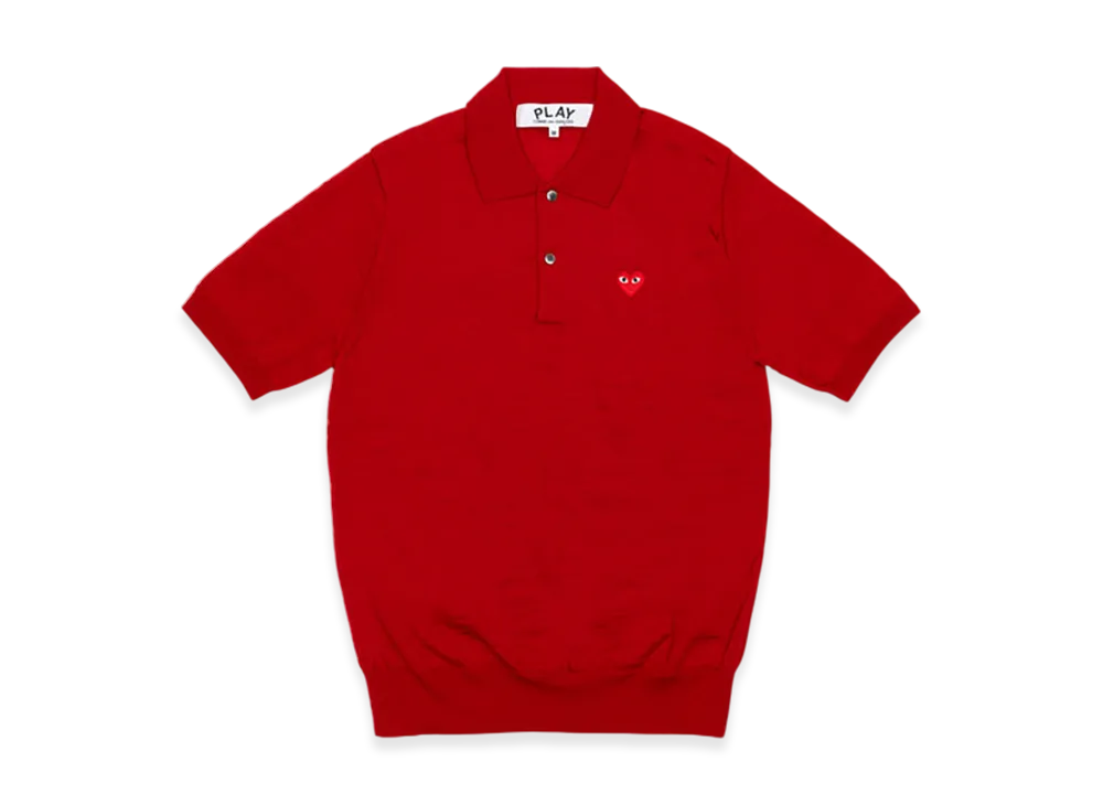 COMME des GARCONS PLAY Knitted Polo Shirt With Red Medium Emblem "Red"