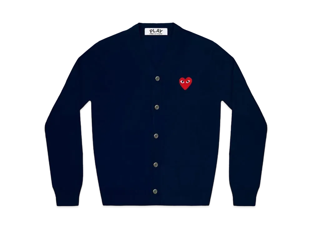COMME des GARCONS PLAY CDG Red Heart Men's Cardigan "Navy"