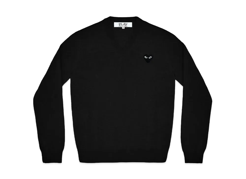 COMME des GARCONS PLAY CDG V Neck Sweater "Black"