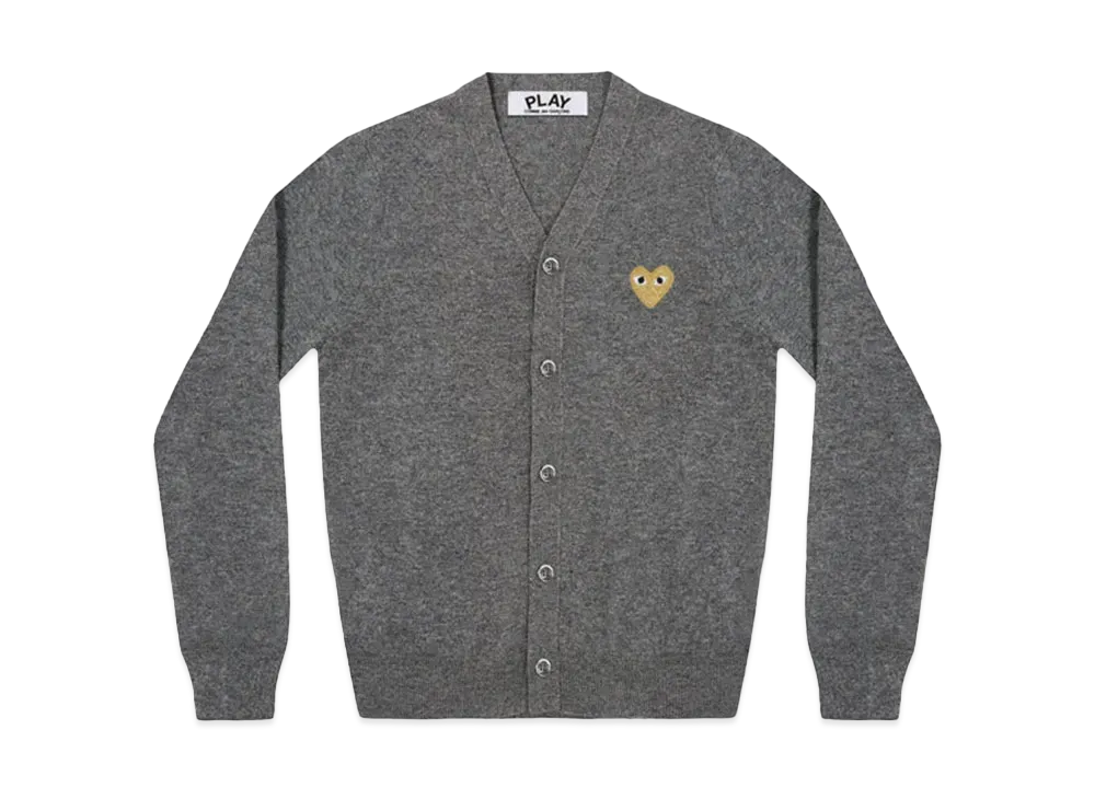 COMME des GARCONS PLAY CDG Gold Heart Men's Cardigan "Mid Grey"