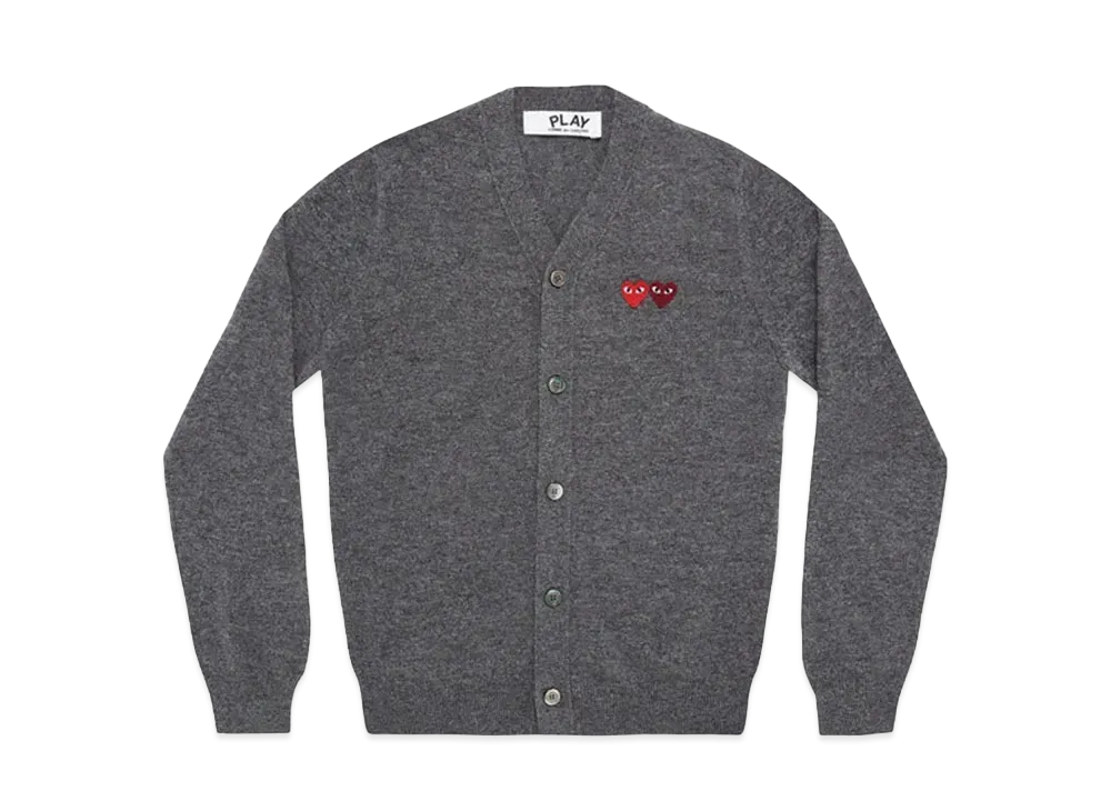 COMME des GARCONS PLAY CDG Double Heart Men's Cardigan "Grey"