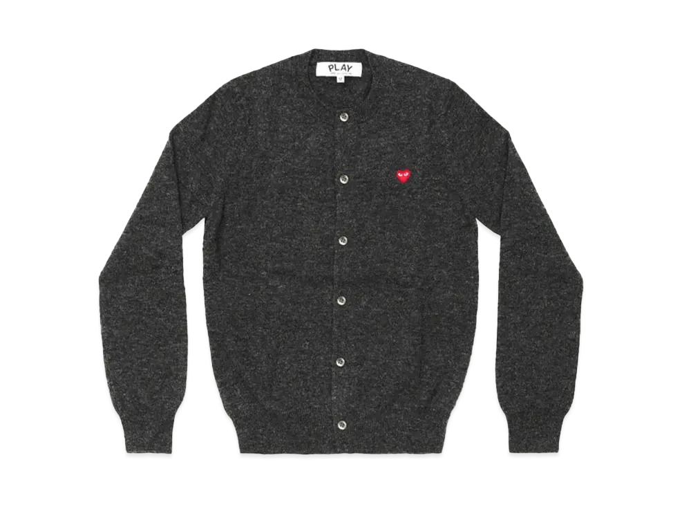 COMME des GARCONS PLAY CDG Ladie's Cardigan With Small Red Heart "Charcoal Grey"