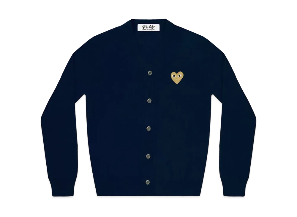 COMME des GARCONS PLAY CDG Gold Heart Men's Cardigan "Navy"