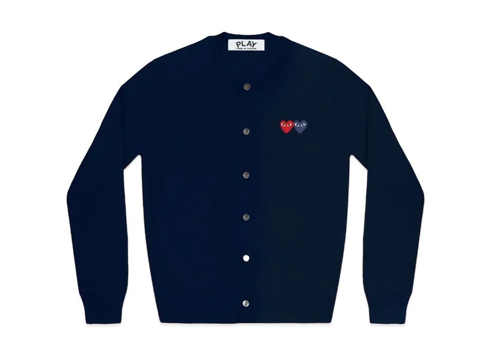 COMME des GARCONS PLAY CDG Double Heart Ladie's Cardigan "Navy"