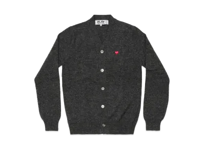COMME des GARCONS PLAY CDG Men's Cardigan With Small Red Heart "Charcoal Grey"
