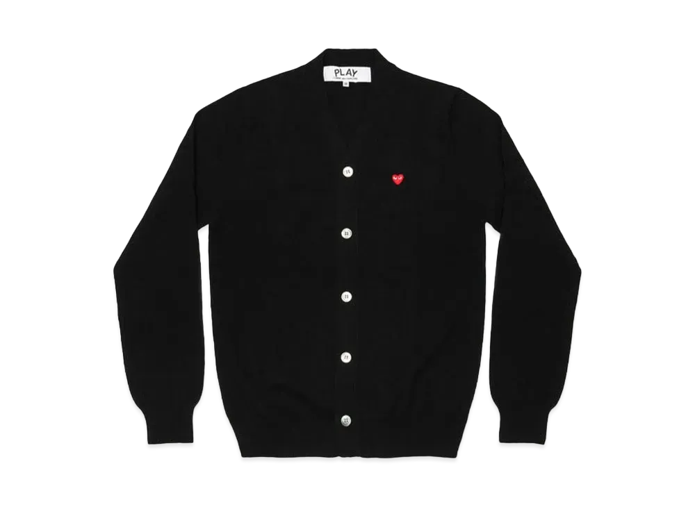 COMME des GARCONS PLAY CDG Men's Cardigan With Small Red Heart "Black"