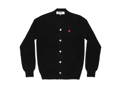 COMME des GARCONS PLAY CDG Men's Cardigan With Small Red Heart "Black"