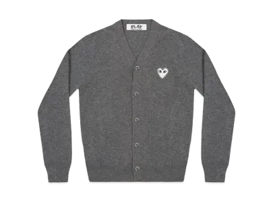 COMME des GARCONS PLAY CDG White Heart Men's Cardigan "Medium Grey"
