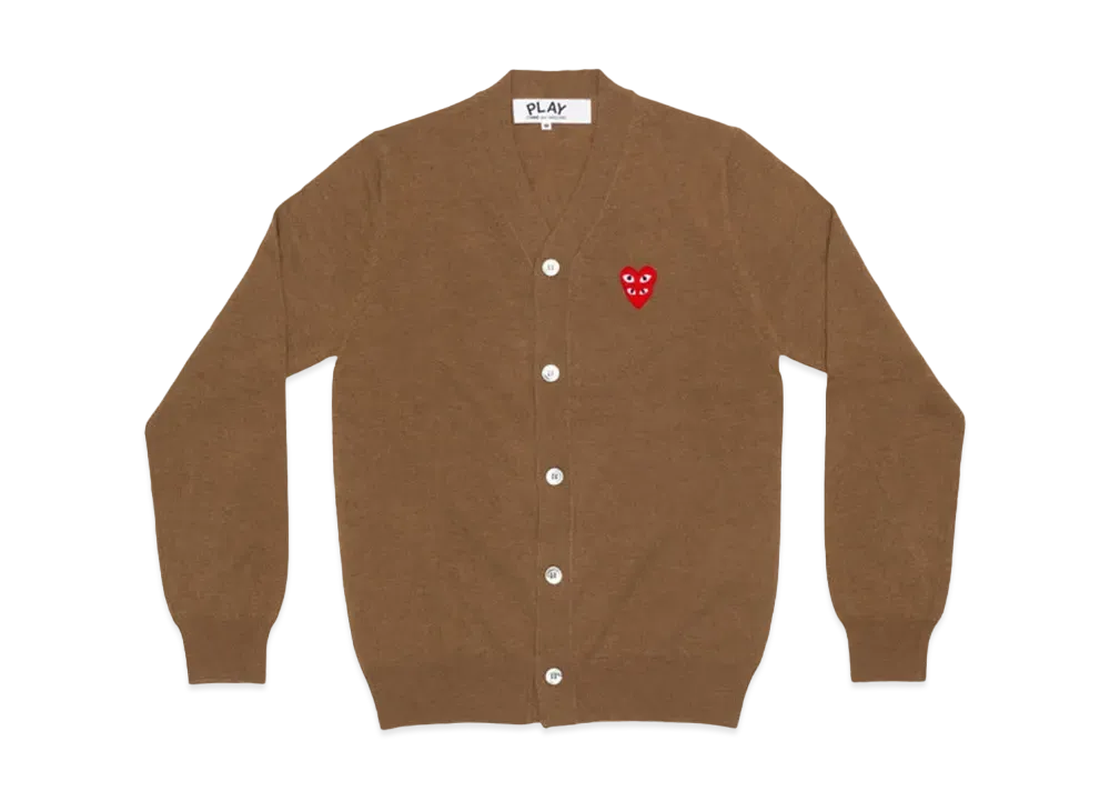 COMME des GARCONS PLAY CDG Men's Cardigan With Small Red Heart "Pink"