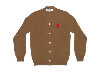 COMME des GARCONS PLAY CDG Men's Cardigan With Small Red Heart "Pink"
