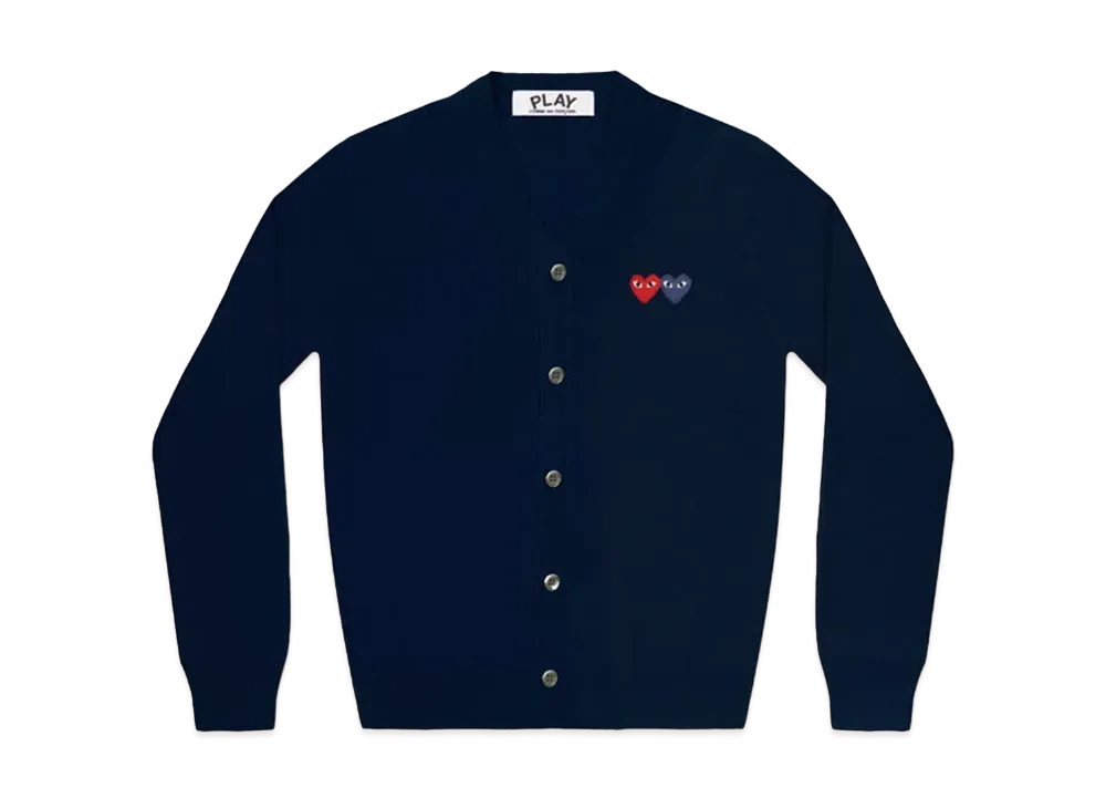 COMME des GARCONS PLAY CDG Double Heart Men's Cardigan "Navy"