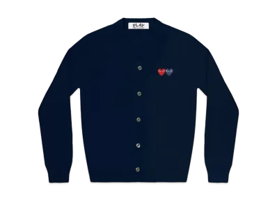 COMME des GARCONS PLAY CDG Double Heart Men's Cardigan "Navy"