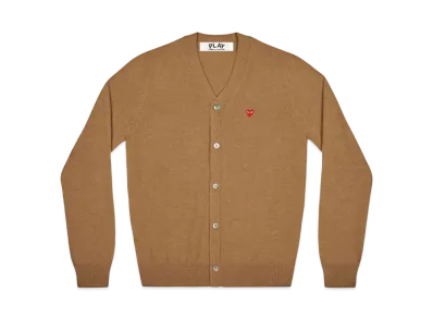 COMME des GARCONS PLAY CDG Men's Cardigan With Small Red Heart "Brown"