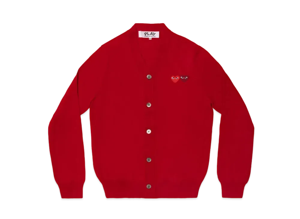 COMME des GARCONS PLAY CDG Double Heart Men's Cardigan "Red"