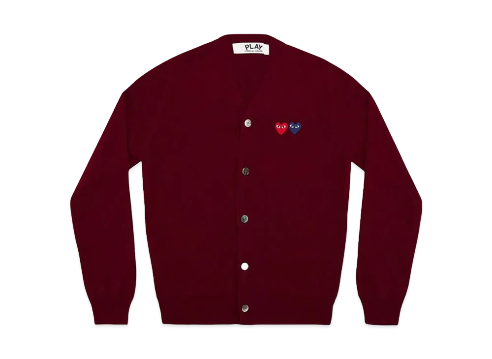 COMME des GARCONS PLAY CDG Double Heart Men's Cardigan "Burgundy"