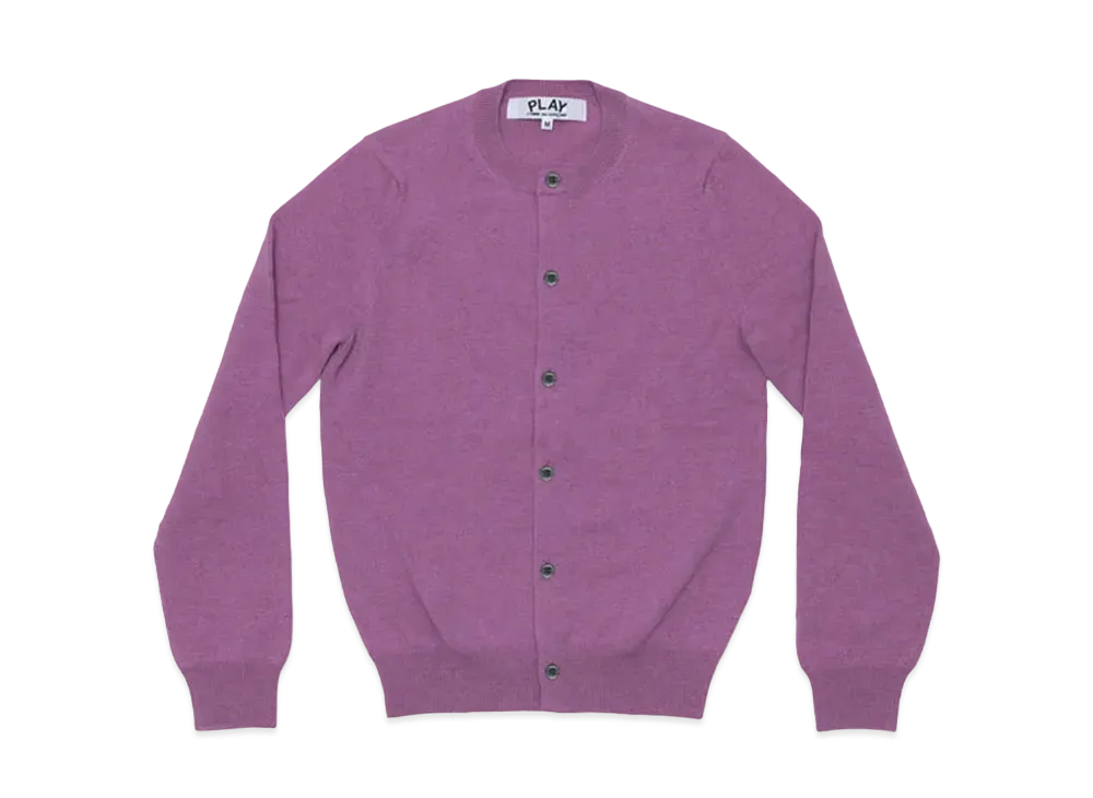 COMME des GARCONS PLAY CDG Women's Top Dyed Carded Lambswool Cardigan "Purple"